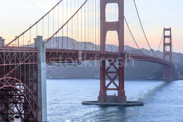 Sunset over the Golden Gate Bridge as seen from the span's southern end. Stock photo © yhelfman
