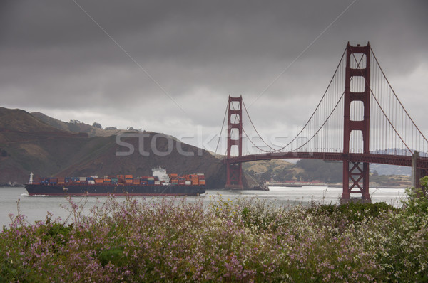 Híd teherhajó fotó tengerparti nyom pék Stock fotó © yhelfman