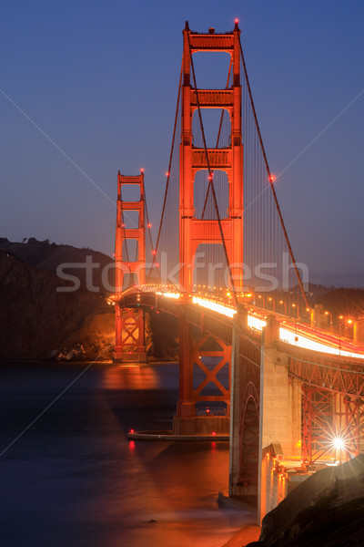 Golden Gate Bridge and Baker Beach on a clear autumn sunny day. Stock photo © yhelfman