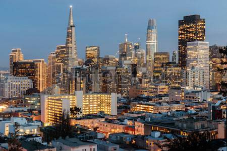 San Francisco Skyline Lit in Holidays Season Stock photo © yhelfman