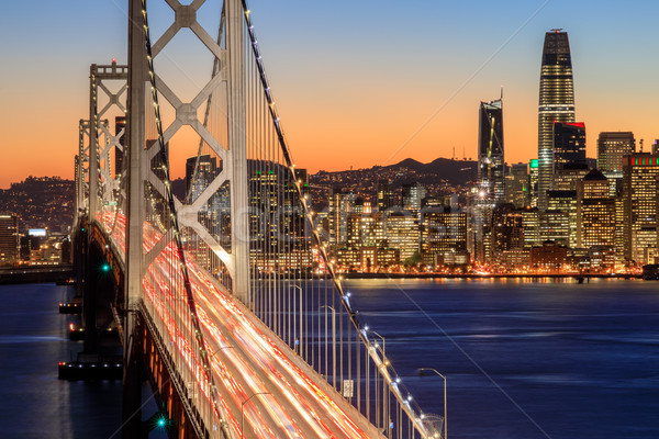 San Francisco Bay Bridge and Skyline at dusk Stock photo © yhelfman