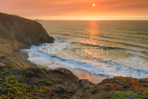 スモーキー 空 日没 北方 カリフォルニア 海岸線 ストックフォト © yhelfman