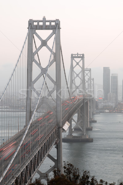 San Francisco's Bay Bridge Close-up on a Foggy Evening. Stock photo © yhelfman
