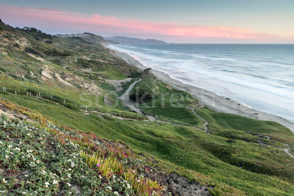 Festung Sonnenuntergang Strand Golden Gate Stock foto © yhelfman