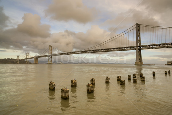 Stock fotó: Híd · késő · délután · felhők · építészet · horizont