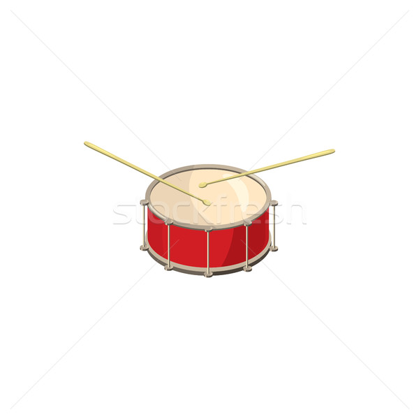 Red drum and drumsticks icon, cartoon style Stock photo © ylivdesign
