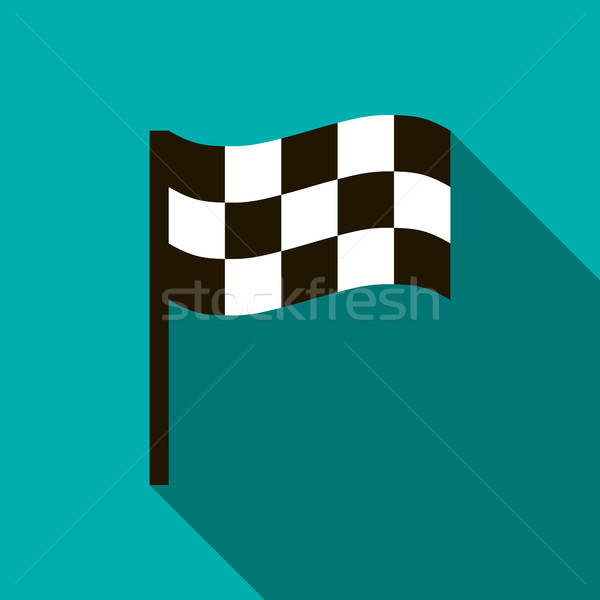 Chequered flag icon, flat style Stock photo © ylivdesign