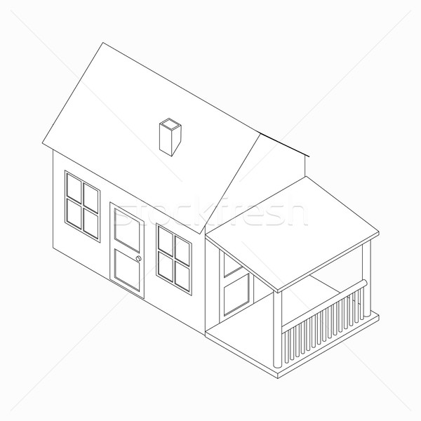 Stock photo: Cottage icon, isometric 3d style 