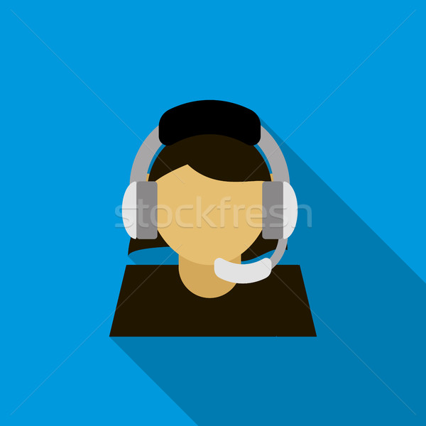 Call center operator icon, flat style Stock photo © ylivdesign