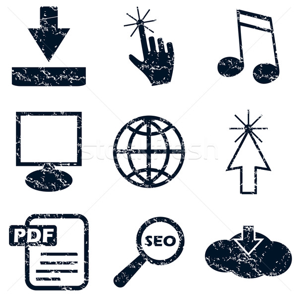 Internet icons set, grunge Stock photo © ylivdesign