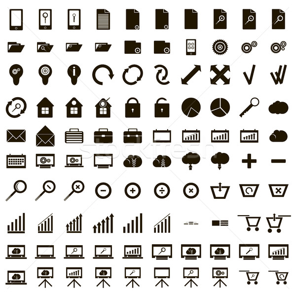 100 Internet-Ikonen Set einfache Stil weiß Stock foto © ylivdesign
