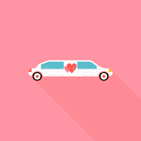 Wedding limousine icona stile lungo ombra Foto d'archivio © ylivdesign