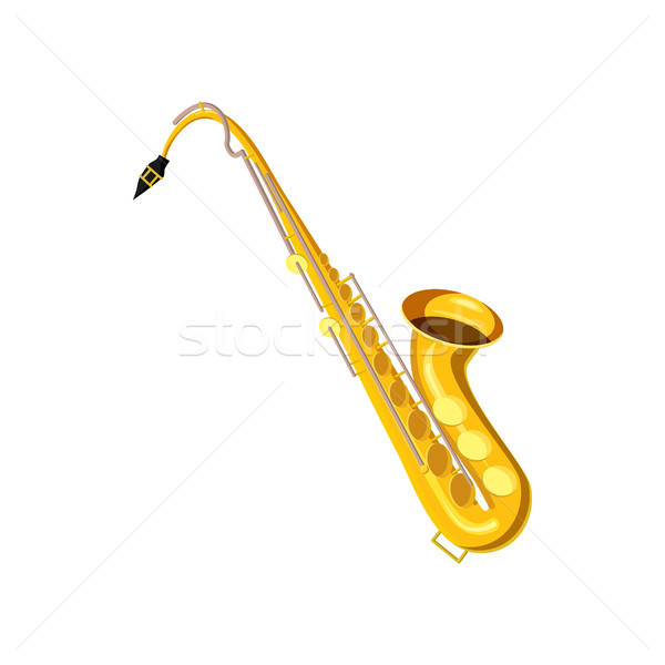 [[stock_photo]]: Saxophone · icône · cartoon · style · blanche · musique