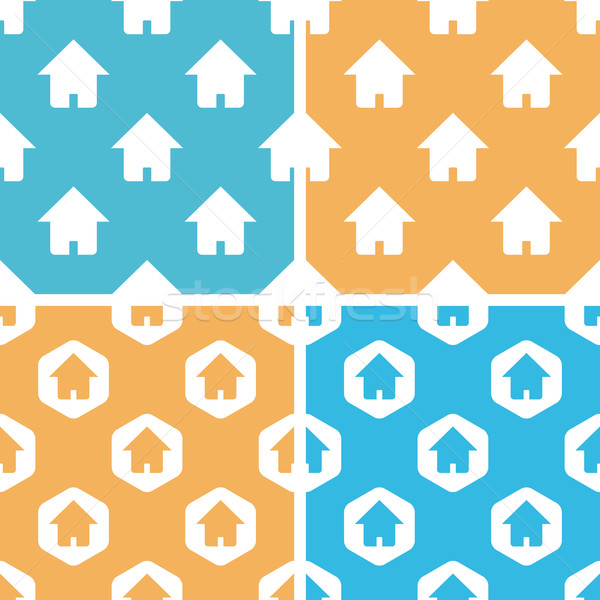 Home Muster Set blau gelb weiß Stock foto © ylivdesign