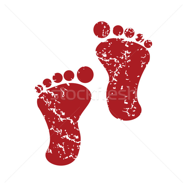 Red grunge foot steps logo Stock photo © ylivdesign