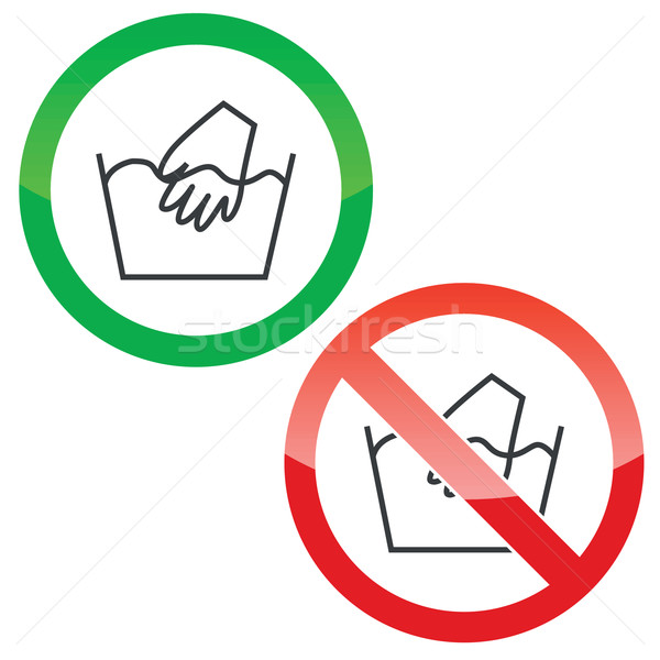 Hand waschen Erlaubnis Zeichen Set erlaubt Stock foto © ylivdesign