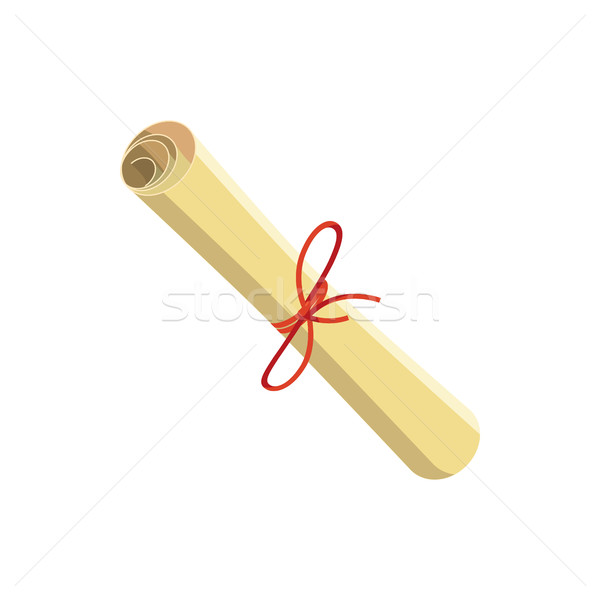 Rolled paper with red tape icon, cartoon style  Stock photo © ylivdesign