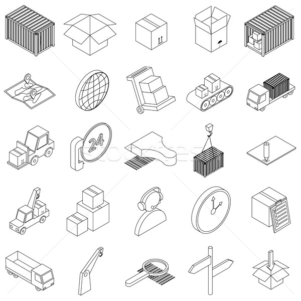 Logistics icons set, isometric 3d style Stock photo © ylivdesign