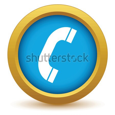Gold phone icon Stock photo © ylivdesign