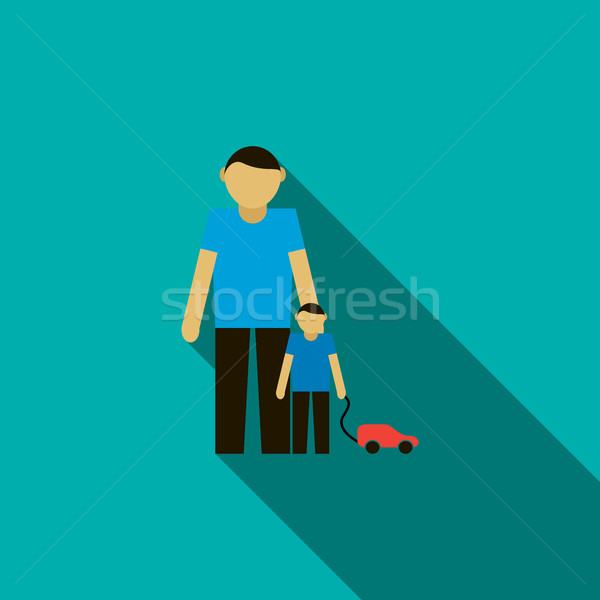 Father and son icon, flat style  Stock photo © ylivdesign