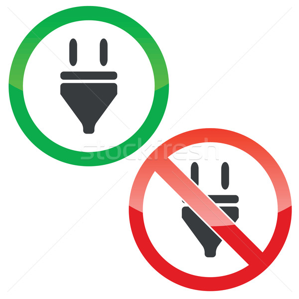 Plug Erlaubnis Zeichen Set erlaubt verboten Stock foto © ylivdesign