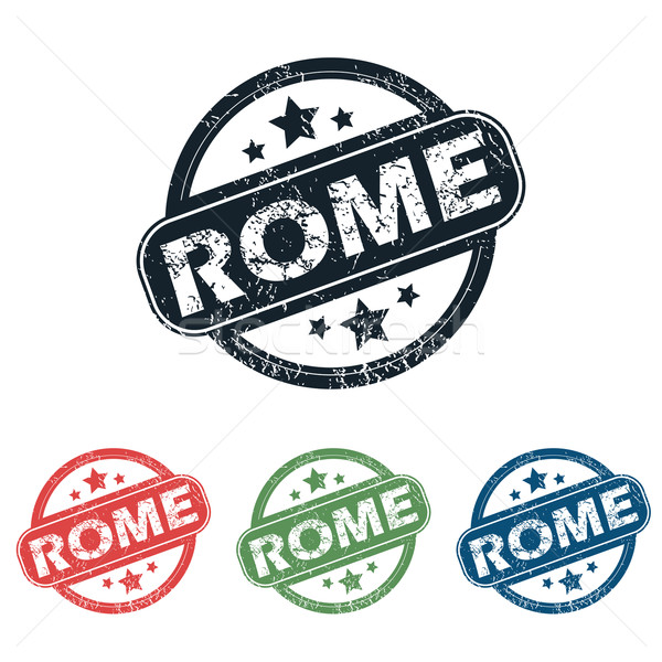 Round Rome city stamp set Stock photo © ylivdesign