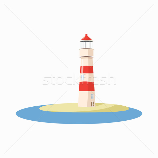 Stock foto: Leuchtturm · Symbol · Karikatur · Stil · isoliert · weiß