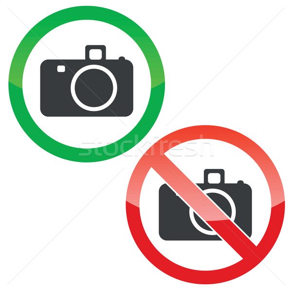 Fotografie Erlaubnis Zeichen Set erlaubt verboten Stock foto © ylivdesign