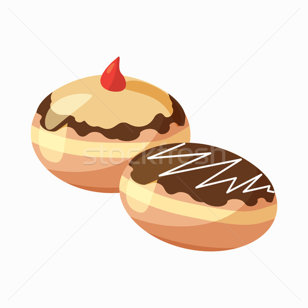 Hanukkah doughnut icon, cartoon style Stock photo © ylivdesign