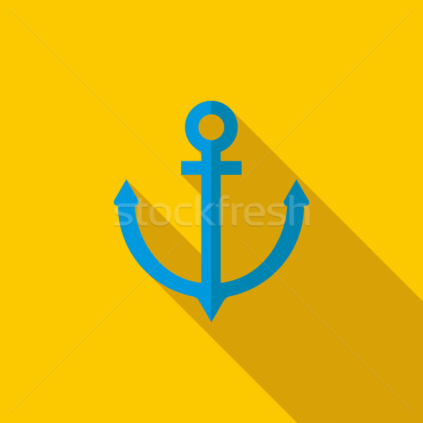 Horgony ikon stílus hosszú árnyék tengerészeti Stock fotó © ylivdesign
