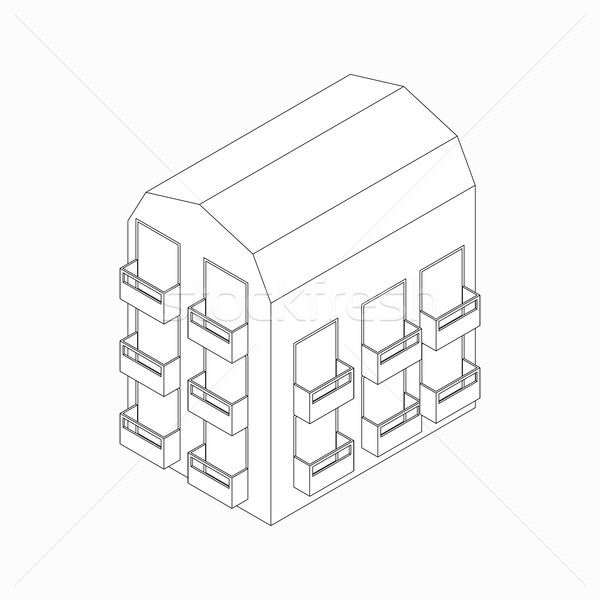 Stock photo: Low-rise building with balconies icon