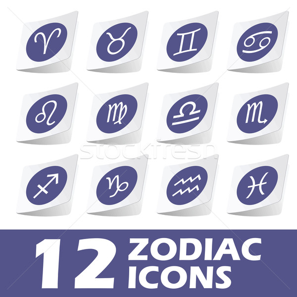 Zodiac icons sticker set Stock photo © ylivdesign