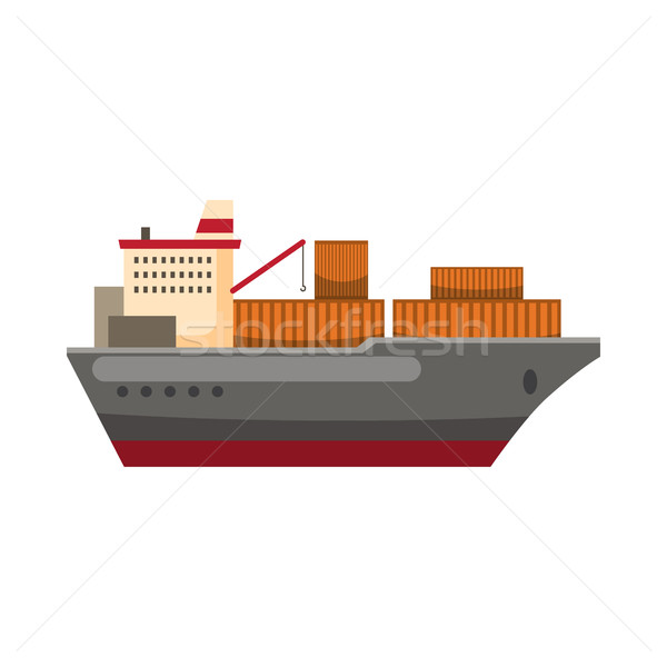 Statek towarowy ikona cartoon stylu biały niebo Zdjęcia stock © ylivdesign