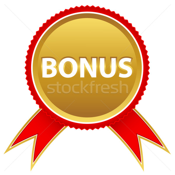 Stockfoto: Nieuwe · bonus · icon · goud · symbool · Rood