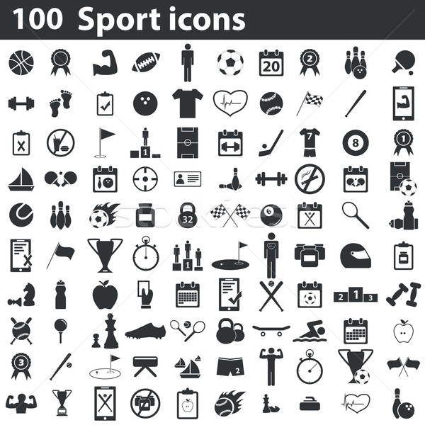 100 sport icons set Stock photo © ylivdesign