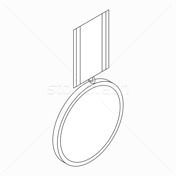 [[stock_photo]]: Médaille · icône · isométrique · 3D · style · blanche