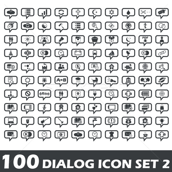 Párbeszéd ikon gyűjtemény szett 100 ikonok különböző Stock fotó © ylivdesign
