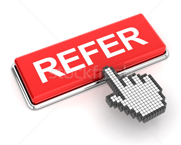 Clicking on refer button, 3d render Stock photo © ymgerman
