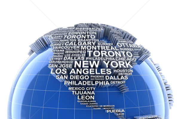 Stock photo: Earth with names of major cities in the world