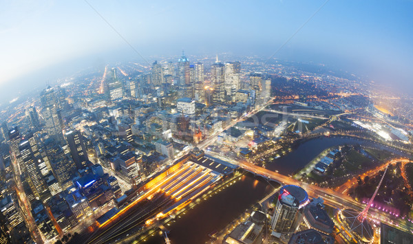 Widoku miasta zmierzch Melbourne ulicy stacja kolejowa Zdjęcia stock © ymgerman