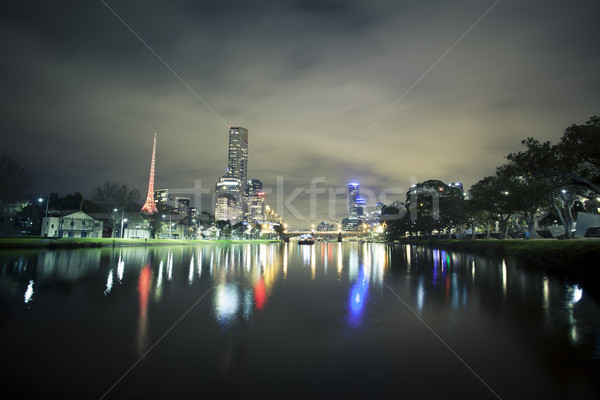 Skycrapers along the Yarra River in Melbourne Stock photo © ymgerman
