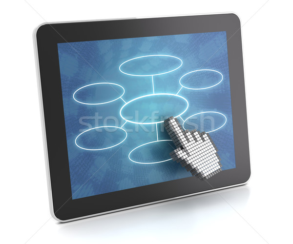 Tablet Flussdiagramm 3d render weiß Computer digitalen Stock foto © ymgerman