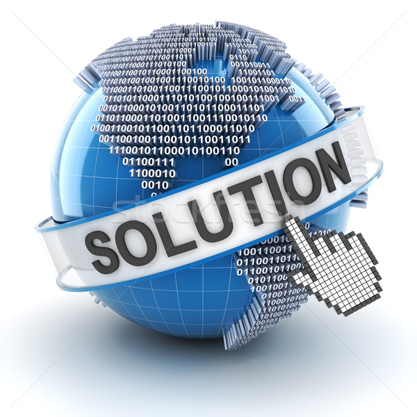 IT solution symbol with digital globe, 3d render Stock photo © ymgerman
