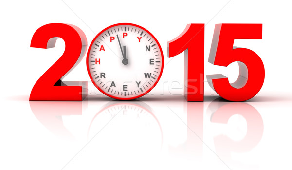2015 happy new year with clock ticking Stock photo © ymgerman