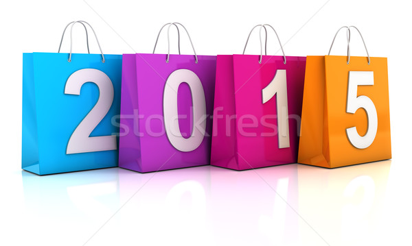 Farbenreich Einkaufstaschen 2015 3d render Business Warenkorb Stock foto © ymgerman