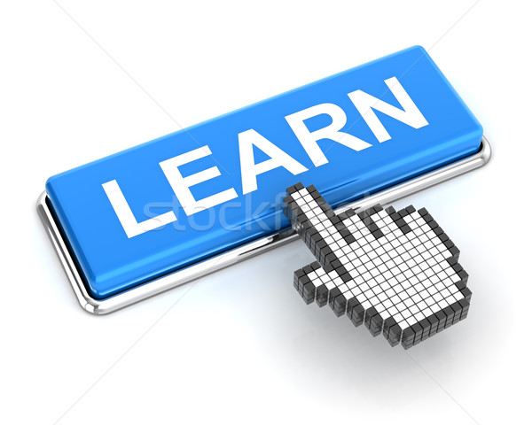 Stock photo: Clicking a learn button, 3d render