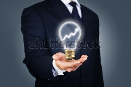 Business Idee Verbesserung Geschäftsmann Glühlampe Aufgang Stock foto © ymgerman