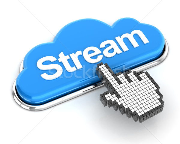 Clicking on cloud streaming button, 3d render Stock photo © ymgerman