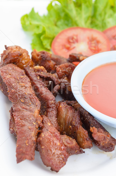 Fried pork, Thai food style Stock photo © Yongkiet