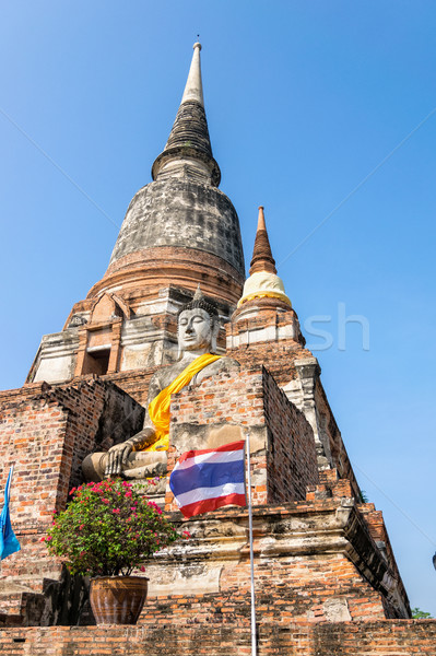 [[stock_photo]]: Buddha · statue · anciens · pagode · inférieur